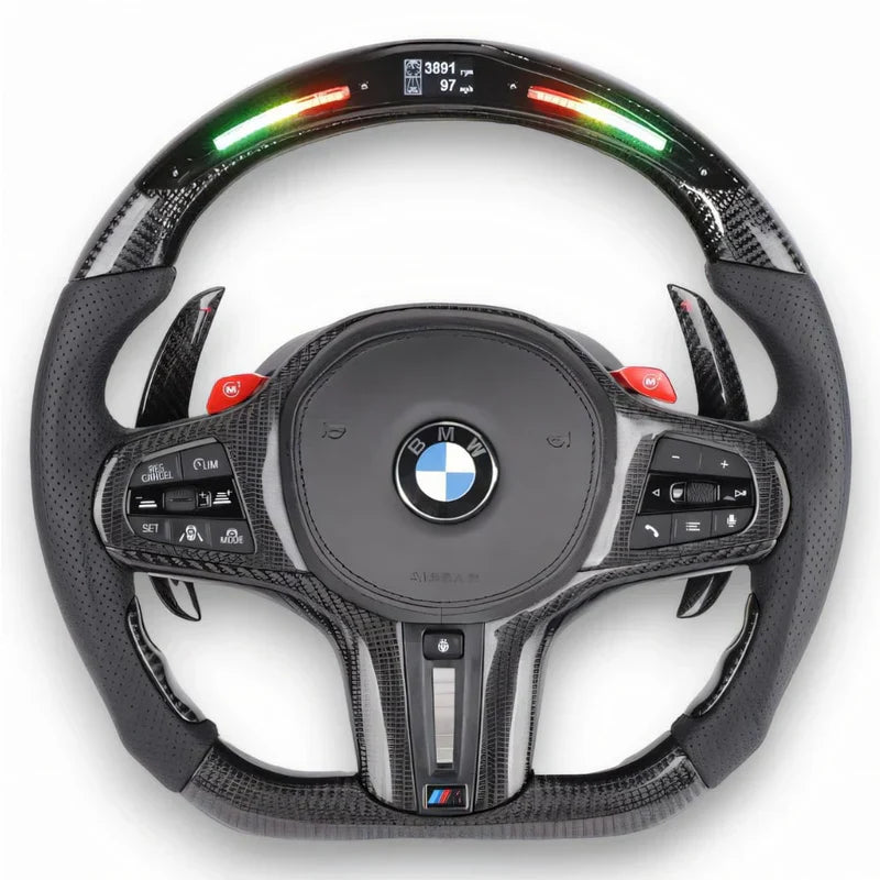 Aftermarket Custom LED Carbon Fiber Steering Wheel for BMW G Chassis & F Chassis – BMW Compatible
