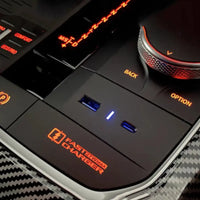 Aftermarket Carbon Fiber F90 / G87 Usb Center Console Charger Insert – Fits BMW G01, G02, G03, G05, G06, G20, G22, G30, G42, G60, G80, G82, G87