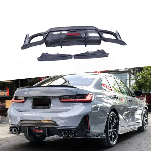 BMW G20 Dry Carbon Fiber or ABS Plastic Led Rear Diffuser