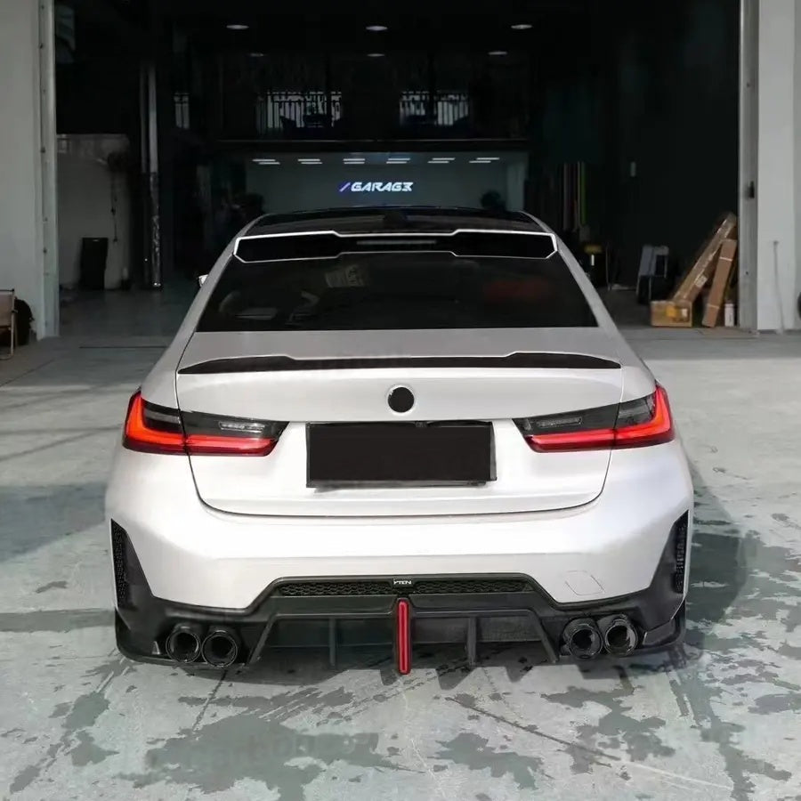 Aftermarket Carbon Fiber G20 ABS M Style 3 Piece Diffuser with Led – Fits BMW G20