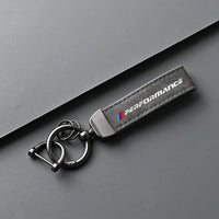 Aftermarket Carbon Fiber F10 / F22 / F30 / F32 / G42 Suede & Leather M Performance Keychain – Fits BMW G20, G22, G42